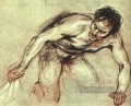 Kniender männlicher Akt Rokoko Jean Antoine Watteau